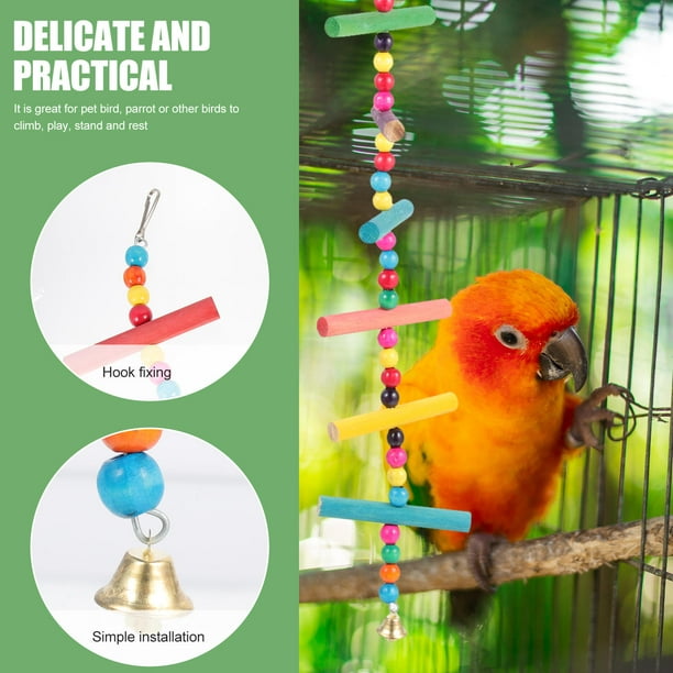 VERDANVERSE Para Pájaros De Madera Con Multicolor Para Jaula De Loro Y Periquitos