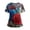 Blue, variant on 250th Anniversary Patriotic Flag Scrubs Top for Women - V-Neck Short Sleeve Medical Uniform with Double Pockets, Side Slit Nursing Workwear White L