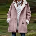 thumbnail image 2 of Plus Size Winter Coats for Women Warm Sherpa Fleece Lined Hooded Parka Faux Suede Pea Coat Casual Outerwear, 2 of 5