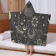 thumbnail image 5 of Black Gothic Sun Planet Pattern Hooded Bath Towel，50"x30" for Ages 3 To 12 Kids, Quick Dry Lightweight Soft Microfiber Hood Beach Towel Cover Up for Kids, 5 of 7
