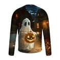 thumbnail image 4 of BiZtdJrK Men's Halloween T-Shirts Cute Ghost Print Long Sleeve Tees Novelty Holiday Pullover Tops Fashion Funny Cool Costume Tees Top Back To College K-Multicolor#mens long sleeve polo shirts XXXL, 4 of 5