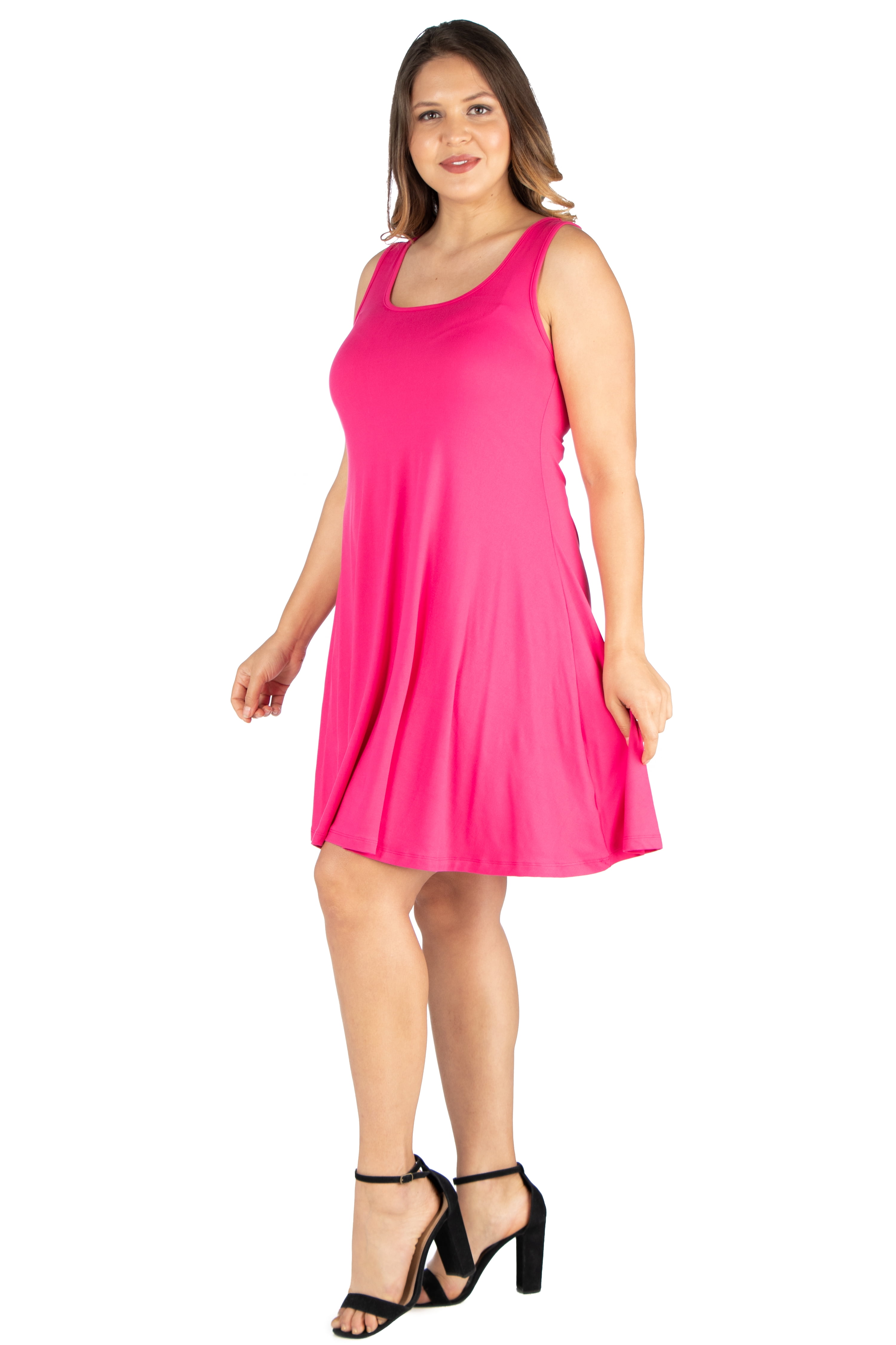 Women’s Plus Size Floral Fit and Flare Knee Length Tank Dress