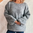thumbnail image 4 of FRSASU Sweaters for Women Trendy Crewneck Long Sleeve Solid Color Sweater Tops Fall Knit Loose Casual Pullover Sweaters Gray L(L), 4 of 6