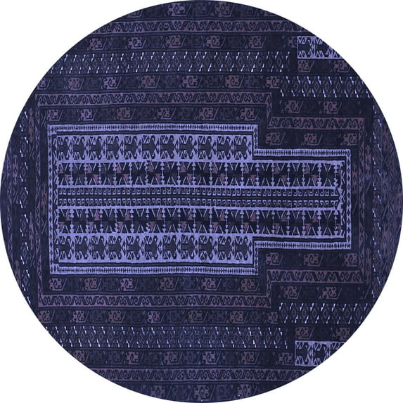 Ahgly Company Indoor Round Southwestern Blue Country Area Rugs, 4' Round