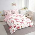 thumbnail image 3 of Castle Fairy Cute Ribbon Bowtie Bedding Comforter Set 7pcs for Teens Adults Female,Dreamy Princess Queen Bedding Sets Super Cozy,Cute Strawberry Cherry Queen Sheet Sets,Ultra Soft Home Decor, 3 of 8