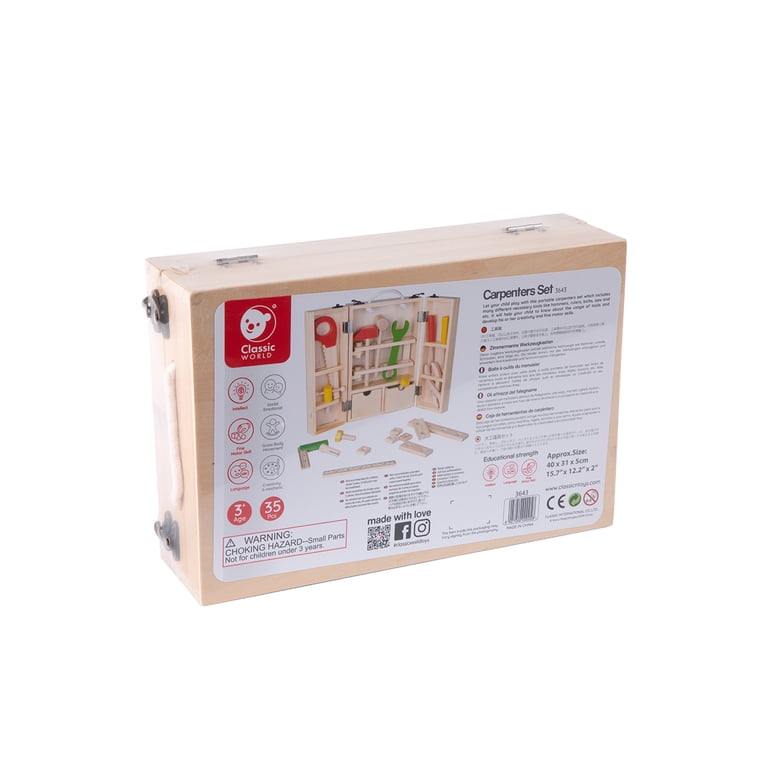 PRO-3113 PLAY WOOD（Classic Series） Classic World Children's Natural Wood Color Toy Carpenter Tool Set