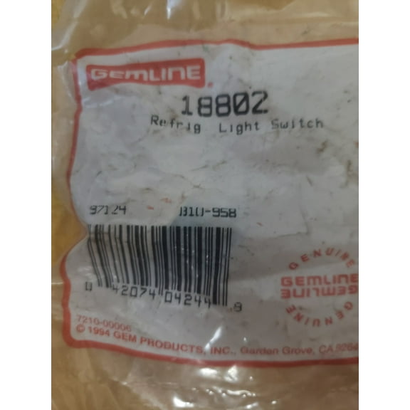 Gemline Refrigerator Light Switch 18802