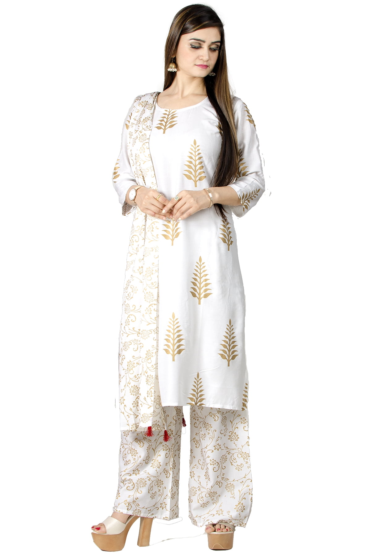 Janasya - Buy Mustard Poly Silk Kurta With Palazzo – Janasya.com