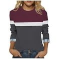 thumbnail image 2 of FNFYFH 3/4 Length Sleeve Womens Tops Plus Size Crew Neck T Shirt Casual Color Block Graphic Tees, 2 of 7