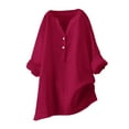 thumbnail image 1 of WEAIXIMIUNG Teacher Shirts Plus Size 5X Womens Loose Buttons Down Blouse Tops Solid Casual Long Sleeve Shirt Blouse, 1 of 5