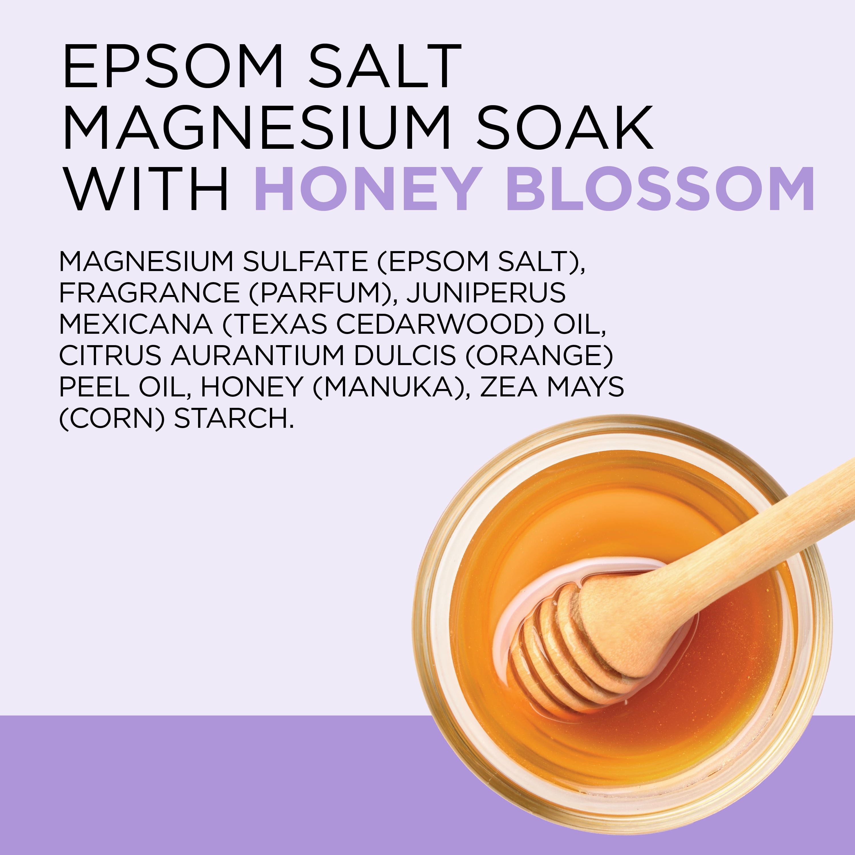 Dr Teal's Honey Blossom Epsom Salt Magnesium Soak with Honey & Essential Oils, 3 lbs, 4 count