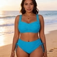 thumbnail image 2 of 2 Piece Bathing Suit Tummy Control,Womens High Waisted Bikini Sets Ruched Swimsuits Side Tie Two Piece Swim Suits Bathing Suit Summer Beach Swimwear, 2 of 4