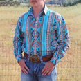 thumbnail image 1 of Camisas con botones para hombre, estilo vaquero occidental, estilo retro, informal, para fiestas, tribales, étnicas, tótem, , nuevo estilo, superventas, tallas europeas, 1 of 6