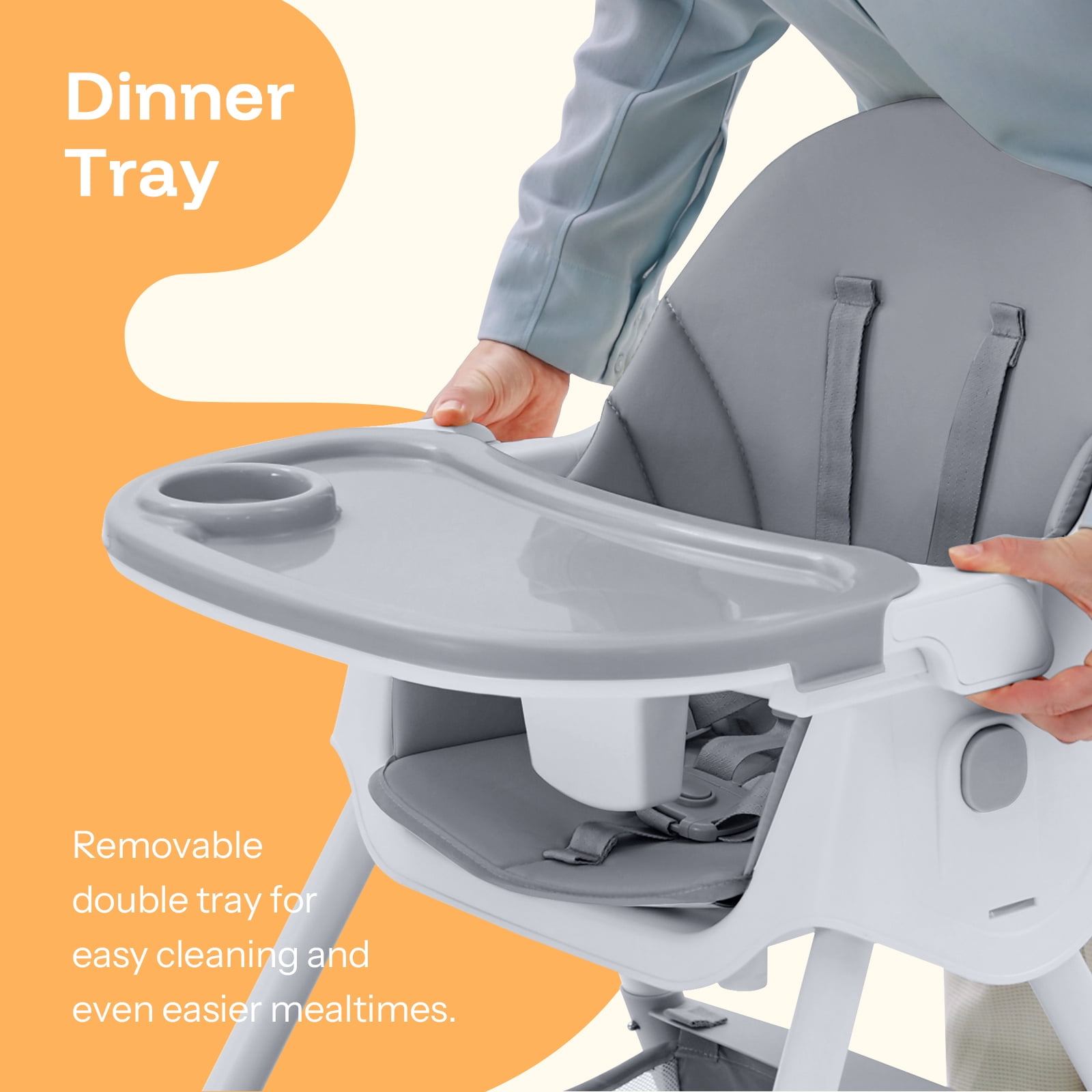 HARPPA 4-in-1 Convertible High Chair for Babies and Toddlers, Feeding Chair for Infant,Gray