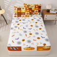thumbnail image 4 of Manfei Watercolor Autumn Pumpkin Zipper Twin Comforter Sets with Fitted Sheet and 2 Pillowcases for Kids, Fall Plaid Maple Leaf Zipper Bedding Set, Halloween Reversible, 4-Piece, 4 of 6