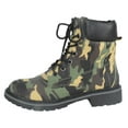 thumbnail image 2 of Forever Women Ankle Army Combat Boots Lace Up Work Style Booties BROADWAY-3 Green Camouflage 11, 2 of 5