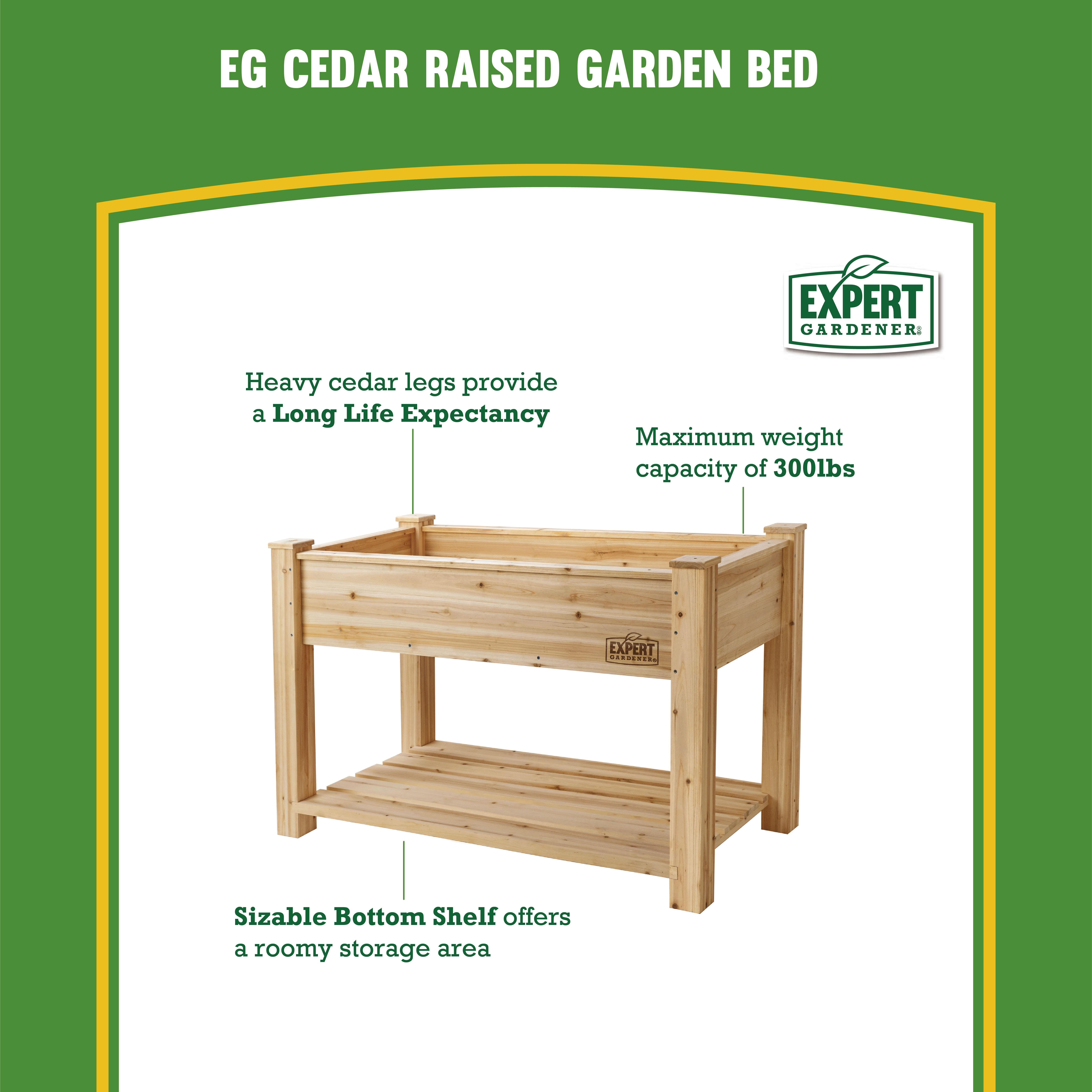 Expert Gardener Natural Wood Raised Garden Bed 4ft L x 2ft W x 31 in H for Outdoor Use