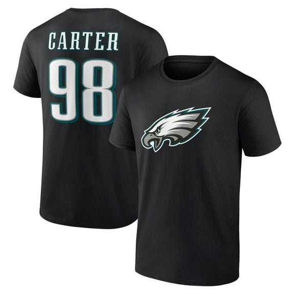 Men's Jalen Carter Black Philadelphia Eagles Icon Player Name & Number T-Shirt