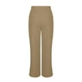 thumbnail image 6 of Womens Wide Leg Palazzo Linen Pants High Waist Split Ankle Casual Flowy Boho Travel Pant Summer Lounge Beach Vacation, 6 of 7