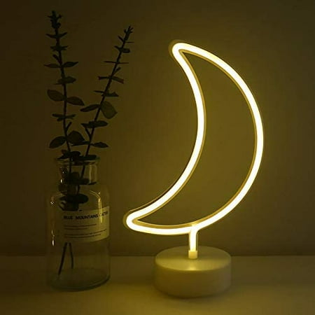 

Warm White Moon Neon Light Night Light with Bracket Base Decoration F113303