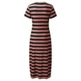 thumbnail image 5 of Summer Dresses for Women under $10! Xqxayjr Womens Summer Dress Casual Fashion Short Sleeve Maxi T Shirt Dress Striped Long Color Block Vacation Beach Dress Vestidos de Verano para Mujer, 5 of 5