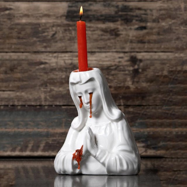 Portavelas creativo de arte de resina pulida, organizador de velas de María llorando, suministros para fiestas JFHHH pequeña