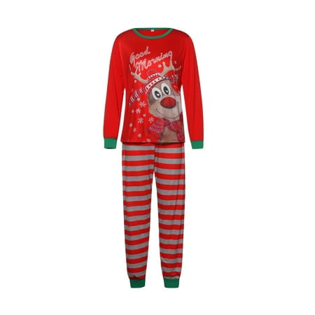 

Viworld Family Matching Christmas Pajamas Cartoon Tops with Stripe Pants Suit Sleepwear for Kids Teens Adults Pet Dogs