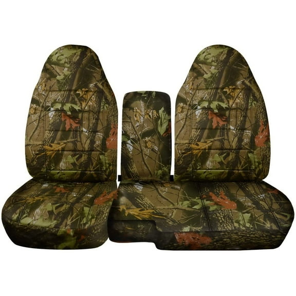 Fits 1998-2003 Ford Ranger Camou Seat Covers 60/40 Bench Console with CupHolder:Real Tree