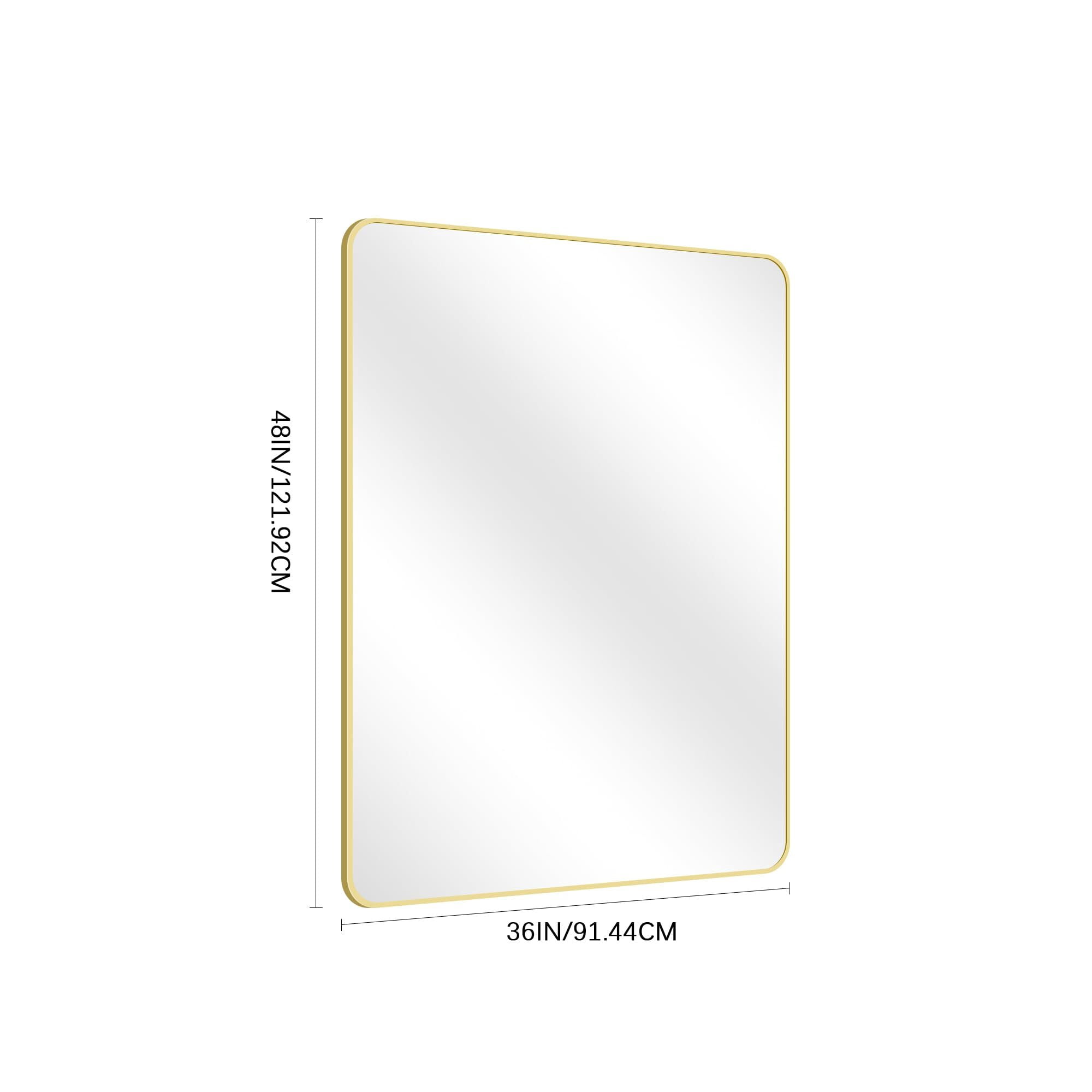 Gleamira 36"x48" Rectangular Bathroom Mirror Wall-Mounted Vanity Mirror,Gold