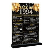 Trgowaul 30th Birthday Decorations YPF5 for him, Black in 1994 Birthday Poster Acrylic Table Sign with Stand, 30 Birthday Anniversary Decor Gifts Men, Vintage 1994 30 Years Ago Poster for Women