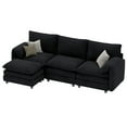 thumbnail image 3 of Dextrus Sectional Sofa with Ottoman, 108" L Shape Modern 4 Seat Cloud Couch with Pillow-Armrest, Black, 3 of 10