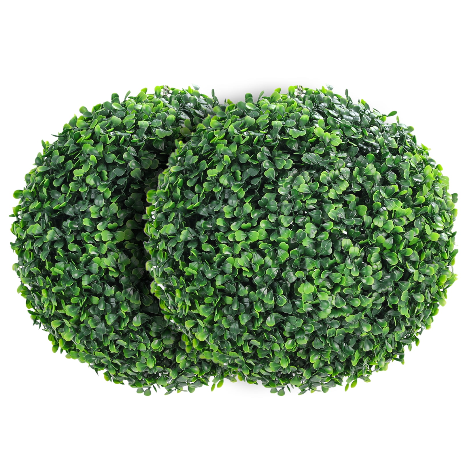 2 Pcs Faux Boxwood Balls, Artificial Outdoor Plant Topiary Balls, Fake Green Plants Decorative Spheres, for Front Porch Garden Backyard Balcony Wedding Home Decor, Green, 38cm/48cm