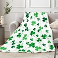 thumbnail image 2 of Happy St Patrick''s Day Throw Blanket, Green Clover Leaves Shamrock Blankets and Throws, Super Soft Cozy Blankets Spring Holiday Decorate Throws for Bed Couch Sofa, 50x60 Inches, 2 of 6