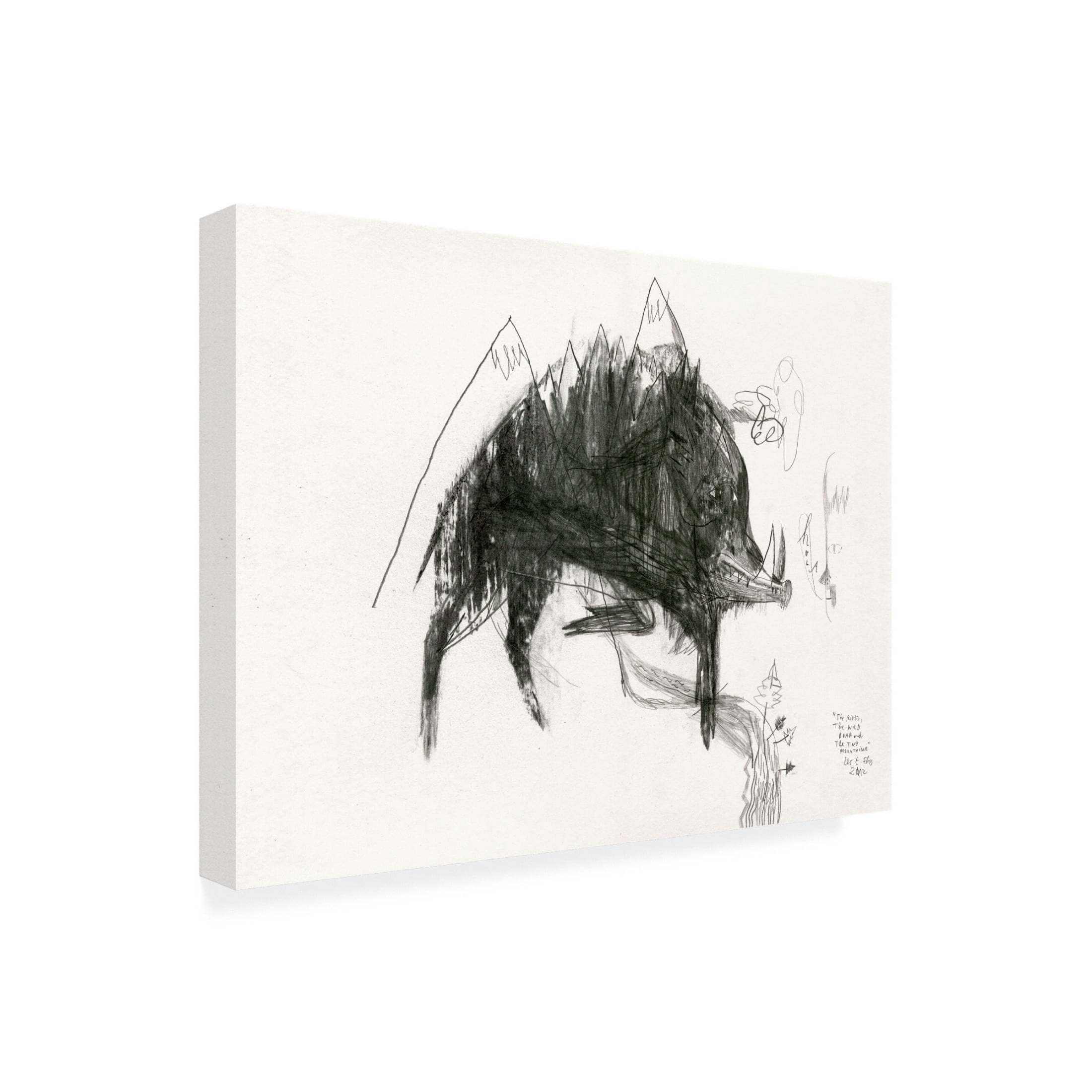 Trademark Fine Art Leonardo Flores The Wild Boar, the River and the Two Mountains. Canvas Wall Art