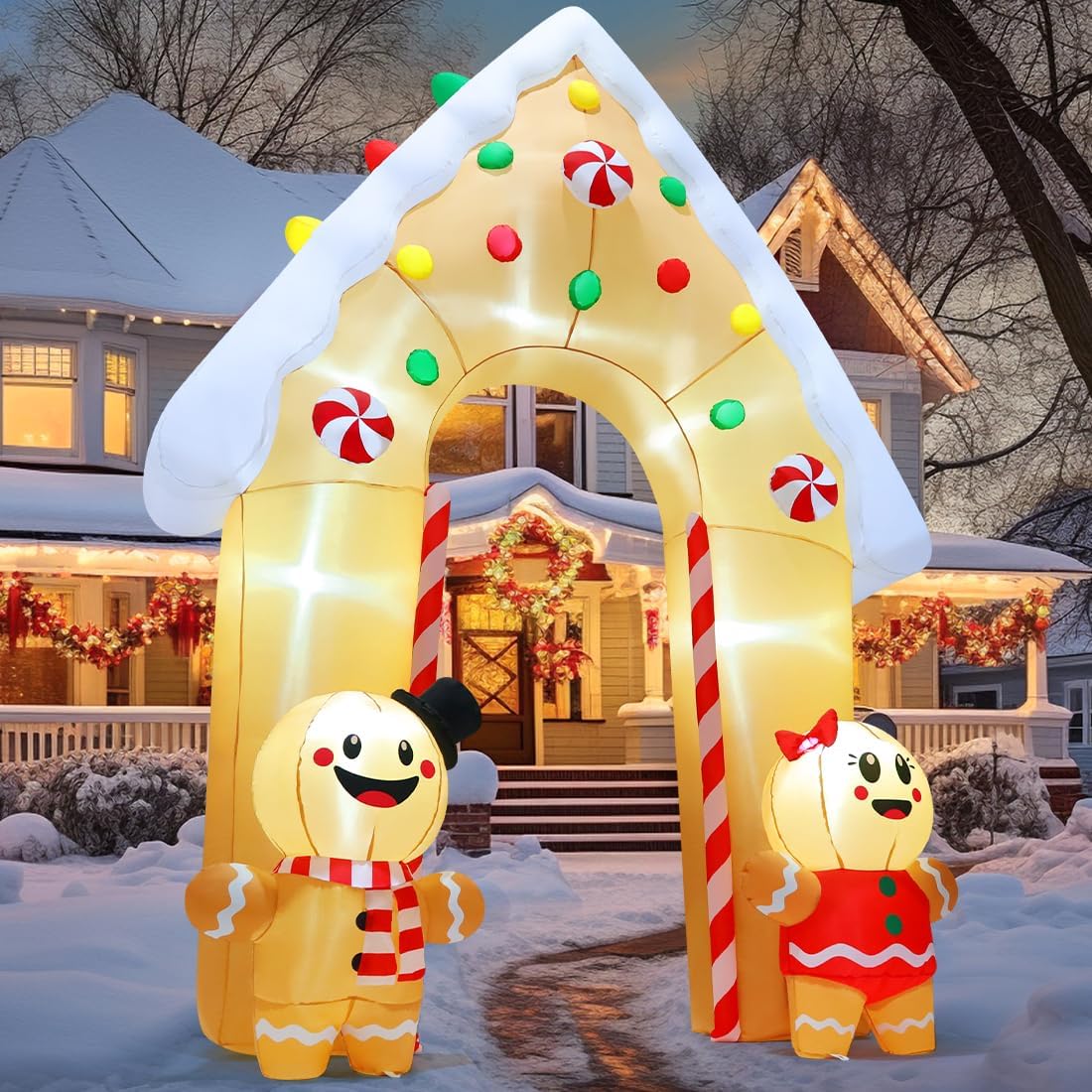 GOOSH 11.8 Ft. Gingerbread Inflatable Archway With LED Lights photo 5