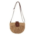 thumbnail image 2 of Women Straw Handbag, Mini Summer Beach Rattan Tote Bag, Woven Semi-circle Clutch Bag Handmade Purse, Small Crossbody Crochet Handbag with Top Handle for Travel Vacation, 2 of 9