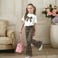 thumbnail image 4 of Glisme Girls Outfit Casual Bow Short Sleeve Top And Flare Pants Comfy Two Piece Set Playwear Stylish Matching Set Size 8-9 Years White, 4 of 5