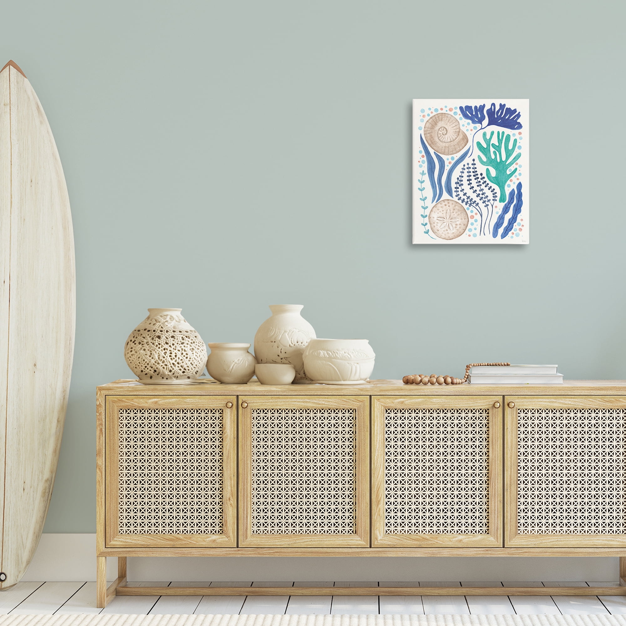 Stupell Industries Scattered Marine Life Nautical & Beach Painting Wrapped Canvas Art Print Wall Art, 16 x 20