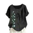 thumbnail image 1 of Birdeem Blouses pour Femmes Mode Imprimée Confortable Ample Manches Courtes Blouse Boutonnée Col Rond Décontracté, 1 of 12