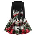 thumbnail image 2 of Christmas Dresses for Women Christmas Print Flare Dress For Women Long Sleeve Dress Hollow Party Casual Dresses with Round Neck for Christmas Party,Red,4XL, 2 of 5