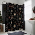 thumbnail image 4 of Golden Snowflakes Bathroom Shower Curtain Christmas Black Winter Fantasy Waterproof Washable Shower Curtains for Bathtub Bath Decor with Grommets and Hook 72 X 84 Inch, 4 of 8