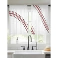 thumbnail image 2 of Simple Baseball Lines Modern Sports Sheer Curtains 45 inches Long, Light Filtering Sheer Window Curtains Rod Pocket Voile Drapes for Bedroom Living Room, 2 Panels 52"W x 45"L, 2 of 7