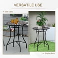thumbnail image 3 of Mosaic Patio Table, Round Coffee Table with Metal Frame, Garden Furniture for Outdoor, Poolside, Black, 3 of 7