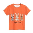 thumbnail image 5 of Easter Tops for Girls Easter Bunny Egg Print Short Sleeved Printed T-shirt Round Neck Casual Kids 3-15Y Orange 140, 5 of 5