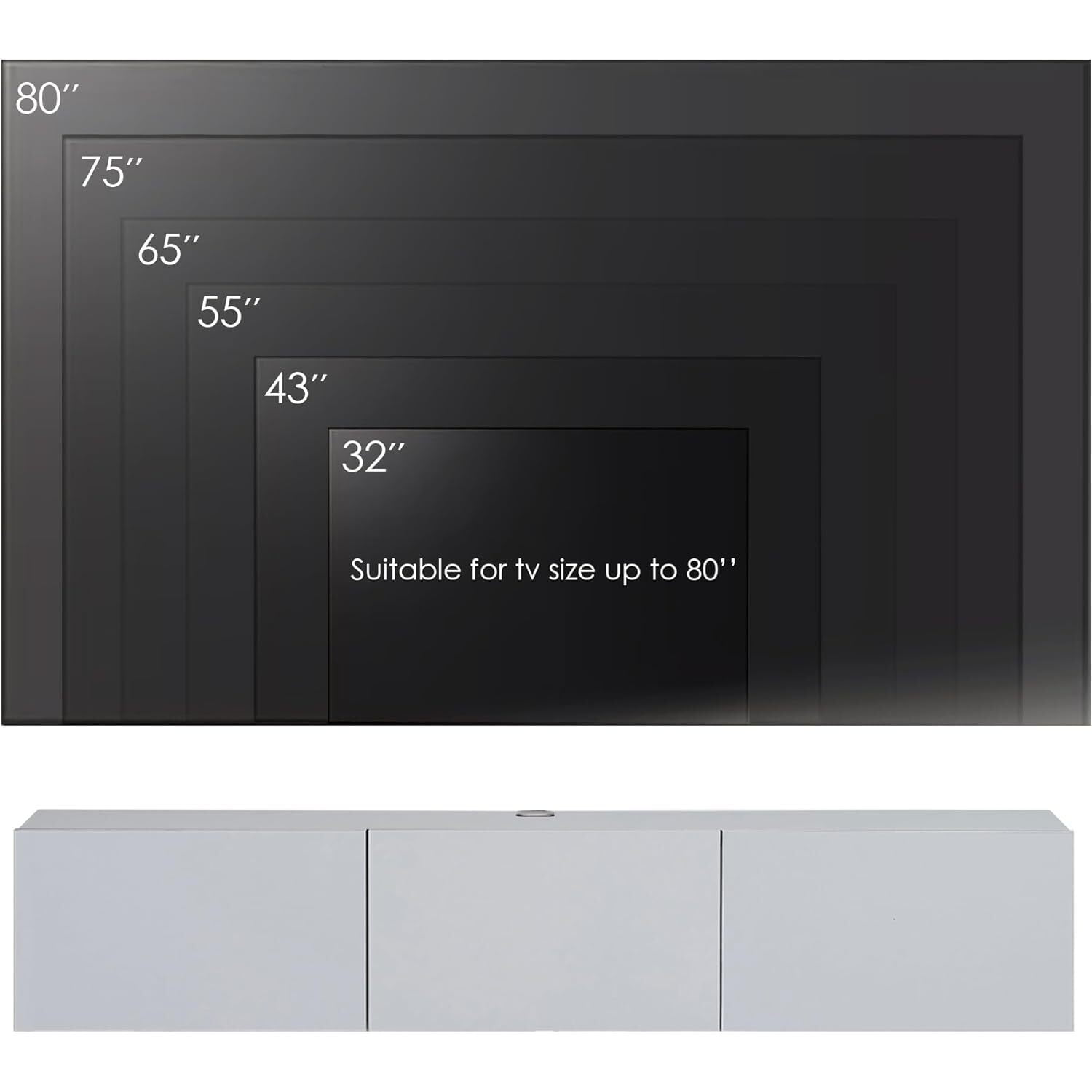HomeStock Artisanal Abode Floating TV Stand, TV Stand up to 75 inch TV, Floating TV Stand Wall Mounted, Floating Entertainment Center, Floating Shelf for Under TV, Floating TV Console-Color:White