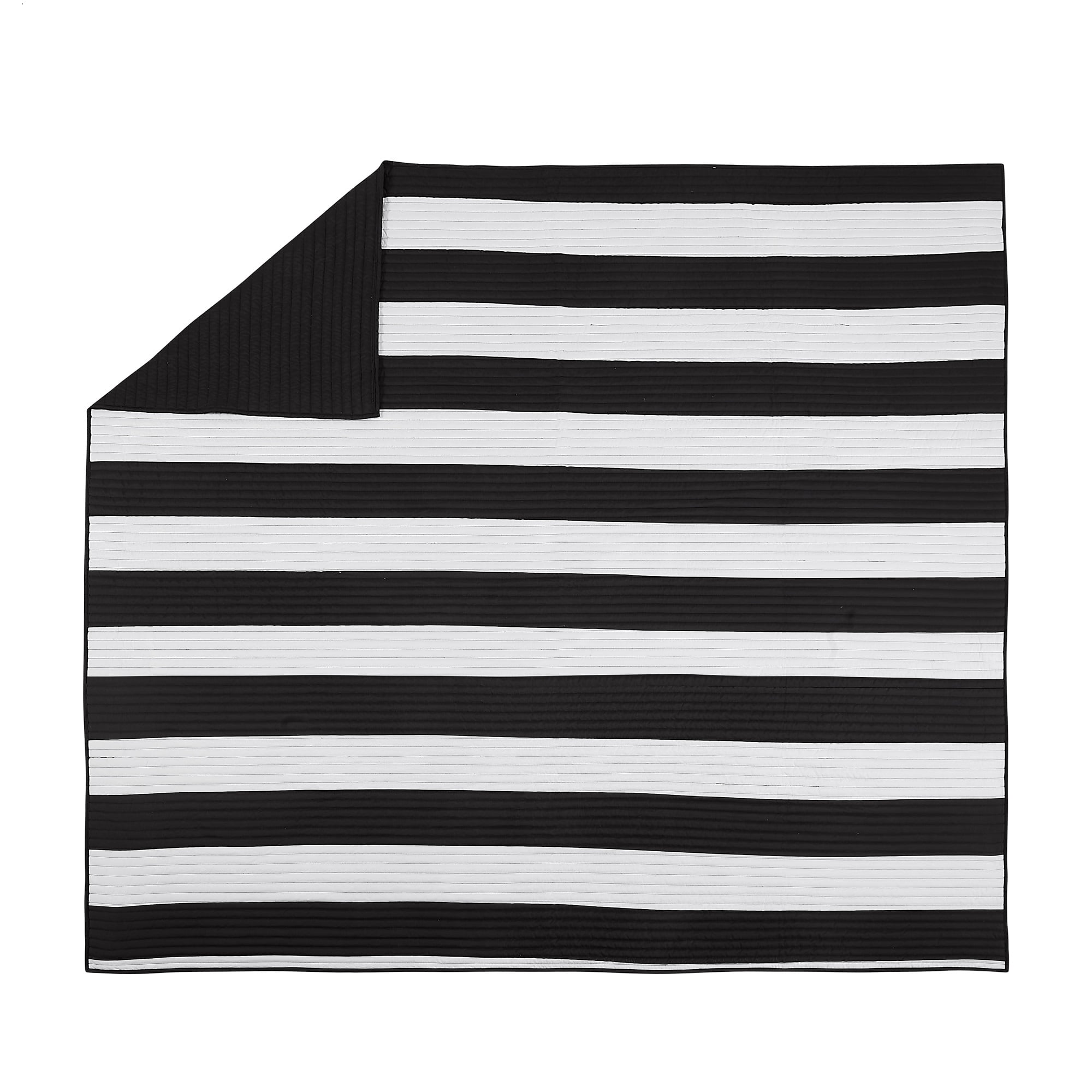 Urban Playground Kids and Teens Lavelle Stripe Black/White 3-Piece Quilt Set, Full/Queen
