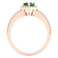 thumbnail image 4 of Halo Engagement Ring for Women - 0.755ct Simulated Emerald in 18K Rose Gold Promise Ring, 4 of 6
