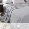 thumbnail image 3 of Exclusivo Mezcla Twin/Twin XL Size Flannel Fleece Velvet Plush Bed Blanket as Bedspread, Coverlet, Bed Cover (90"x66", Light Gray), 3 of 11