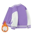 thumbnail image 2 of Kids Baseball Jackets Boys and Girls Varsity Coat Buttons Cardigan Letter Sport Letterman School Jacket Size for 4-5 Years,Purple, 2 of 4