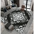 thumbnail image 3 of White Black Large Area Rugs, Boho Flower Runner Rugs, Non-Slip Floor Throw Mat, Rectangle Carpet for Living Room, Bedroom, Hallway Front Entrance, Kitchen, Dining, 6' x 8', 3 of 7